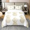 Funny Pattern Pineapple Bedding Set Decor Quilted 3 Piece Cover Set With 2 Pillow Shams, Twin Full Queen King Size Room Decor