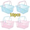 10 Stück Mini Macaronfarbene Kunststoff-Aufbewahrungskörbe mit Griffen Vielseitiger Organizer für Zuhause, Partys, Geschenke und Einkaufswagen, Regalkorb