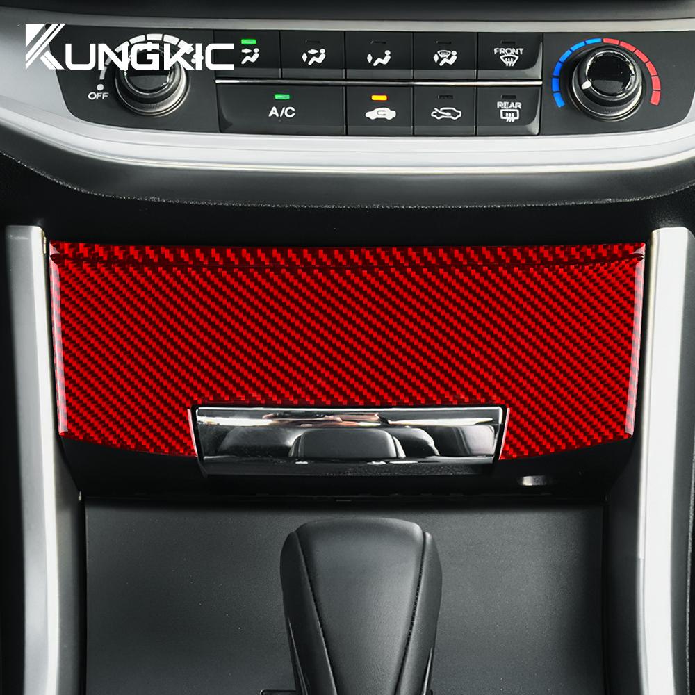 Real Soft Carbon Fiber Sticker For Honda Accord 2013 2014 2015 2016 2017 LHD Car Storage Box Panel Interior Trim Accessories