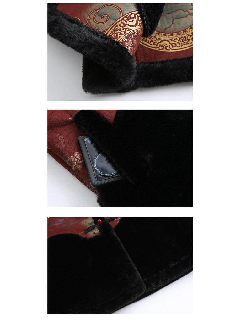 Winter Coats for Middle-aged & Elderly Women: Fur-lined Tang Suit with Frog Fasteners for Moms & Grandmas