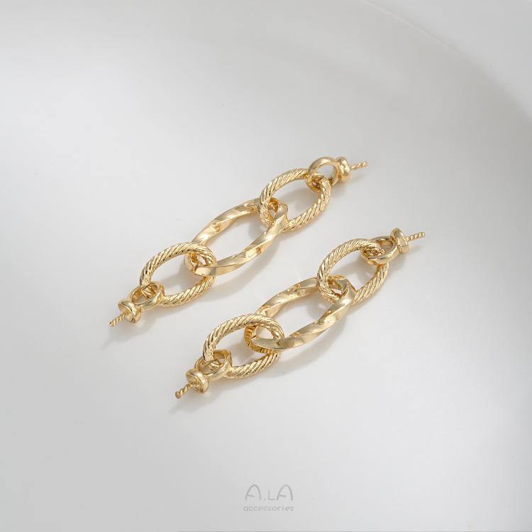 Łańcuszek z podwójnymi szpilkami oczkowymi wypełniony 14-karatowym złotem do tworzenia biżuterii DIY