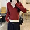 Korean Style Contrasting Color Stitching Fake Two-piece German Velvet Long-sleeved Hooded Women's Autumn Fashion Warm Inner Top