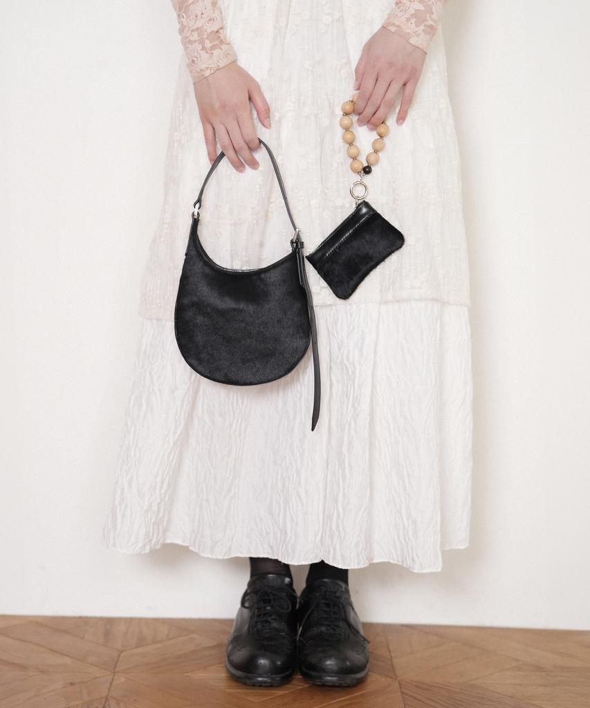 Atmyfingertip Oval Egg Pony Hair Bag Black