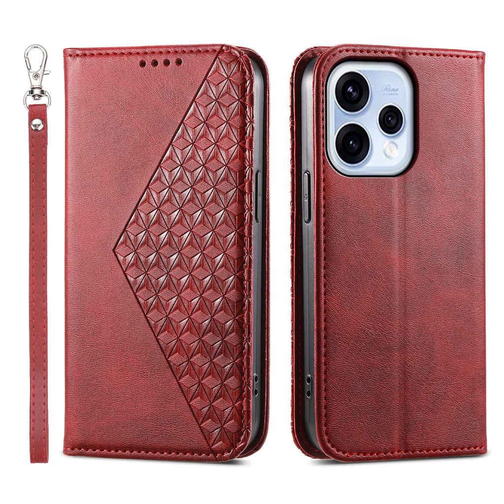 Dla Oppo Reno15 5G (Światowy) / Reno15c 5G (Chiny) Etui Portfelowe z PU Skóry Cielęcej Teksturowanej z Paskiem na Nadgarstek