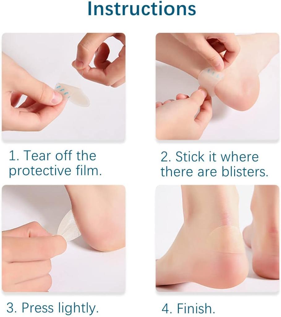 15Pcs Blister Plasters Hydrocolloid Invisible Blister Cushion Gel Blister Prevention for Heel Foot Toe and Guard Skin (Rectangle Styles)