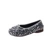 Flat-bottomed temperament silver sequined single shoes fairy shoes 2024 autumn new French black gentle evening shoes
