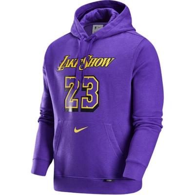 Nike X Collaborazione NBA LeBron Los Angeles Lakers City Edition Felpa con Cappuccio Pullover in Pile Uomo felpe Viola FZ0553-504