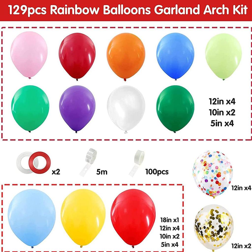 Rainbow Balloon Chain Set for Kids' First Birthday, Kindergarten Graduation, and Back-to-School Decoration