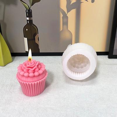 3D Muffin Cup Flower Candle Silicone Mold DIY Rose Paper Cup Cake Baking Mold Handmade Chocolate Ice Cube Soap Making Supplies