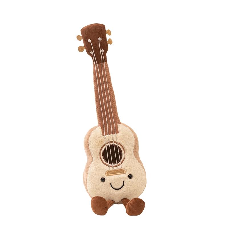 

Cute Amuseables Ukulele Plush Toy Kawaii Stuffed Ukulele Doll With Smiling Face Lovely Plushies Soft Musical Instrument 32cm коричневый