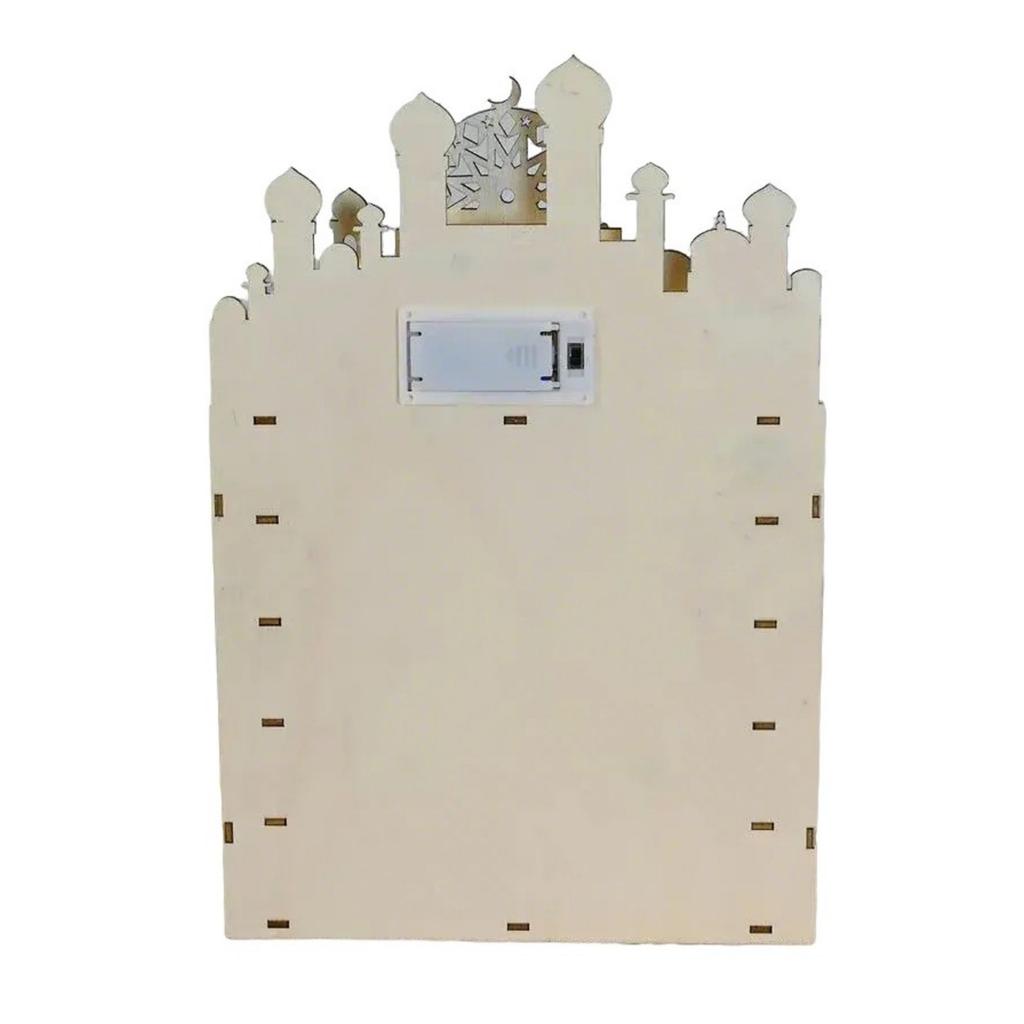 Wood Ramadans Countdown Calendar 30 Days Drawers LED Lighted Eid Mubarak Decors for Islamics Festives Home Decoration