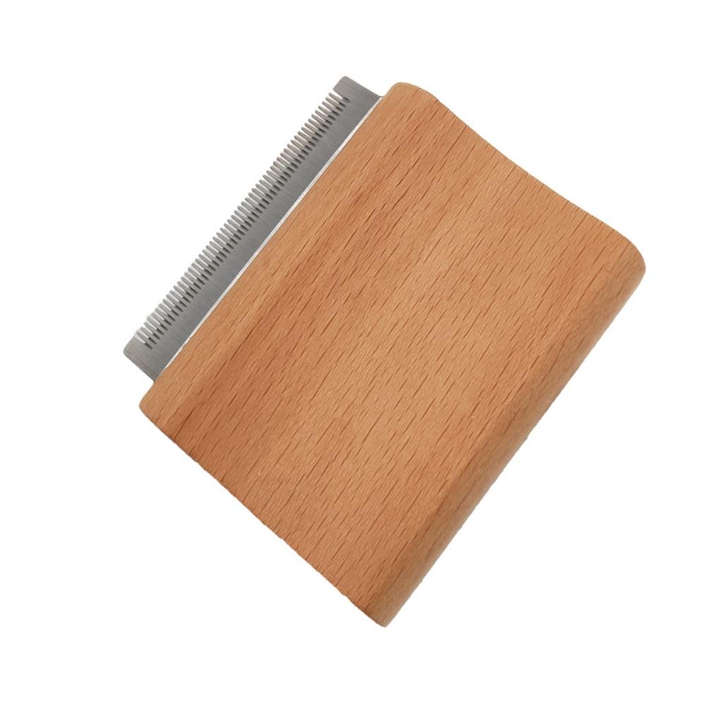 

Деревянная ручка Расческа для удаления шерсти домашних животных Бритва для домашних животных из нержавеющей стали Щетка для груминга кошек Груминг собак S коричневый