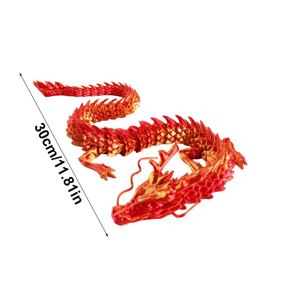 3D Printed Articulated Dragon Chinese Dragon Flexible Realistic Made Ornament Toy Model Home Office Decoration Decor Kids Gifts