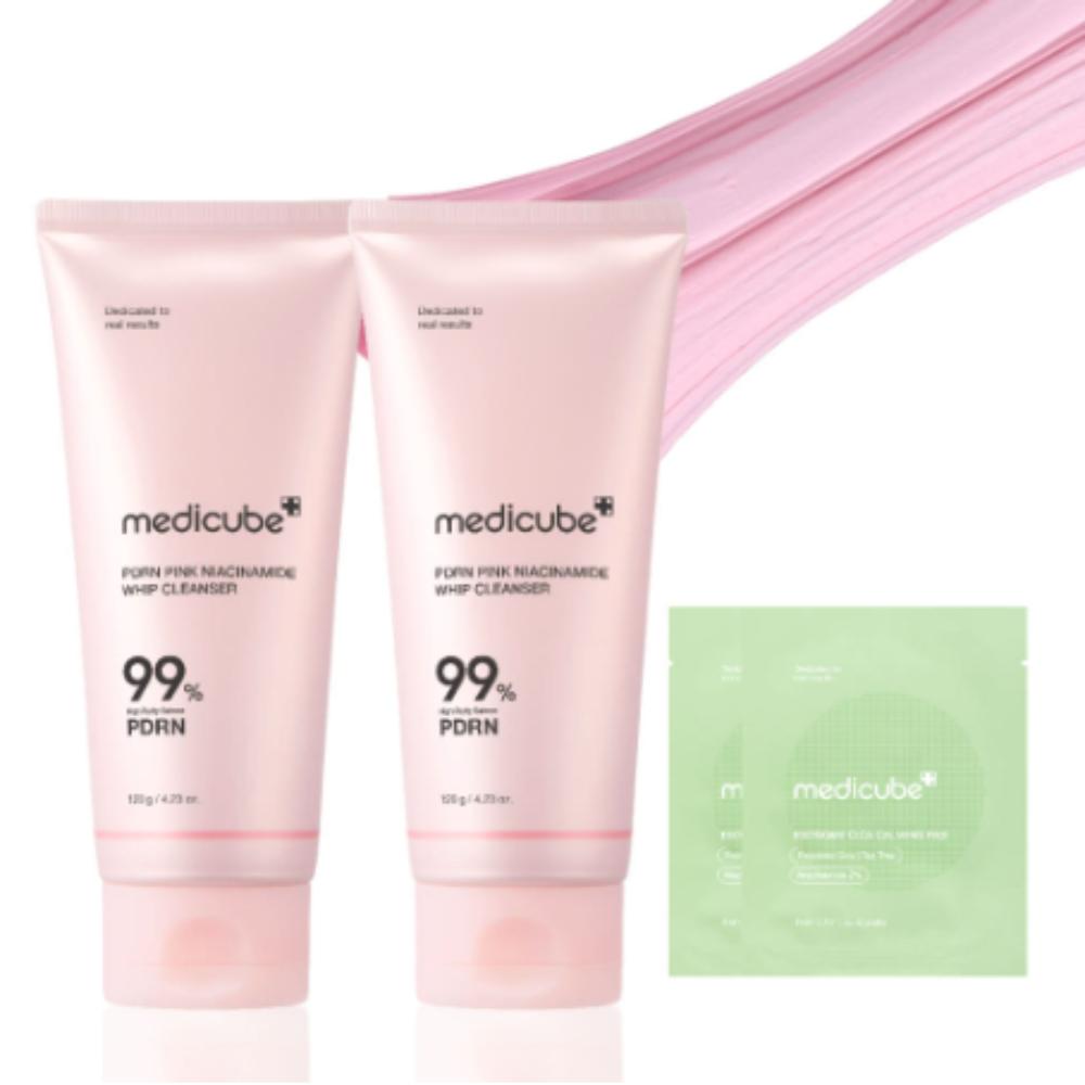 

Medicube PDRN Pink Whip Cleansing Foam 120ml × 2 Soft Whip Cleanser for Hydrating & Refreshing Skin