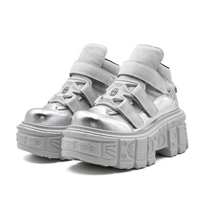 Gothic Ankle Rock Boots Woman Sneakers New Punk Style Women Shoes Lace-up Heel Height Platform Shoes Woman Metal Decor