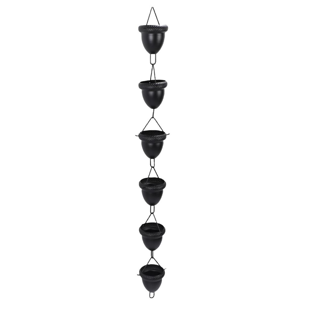 Black Acorn Rain Chain 3.6ft Decorative Rain Catcher Chain for Gutter Downspouts Aluminum Alloy