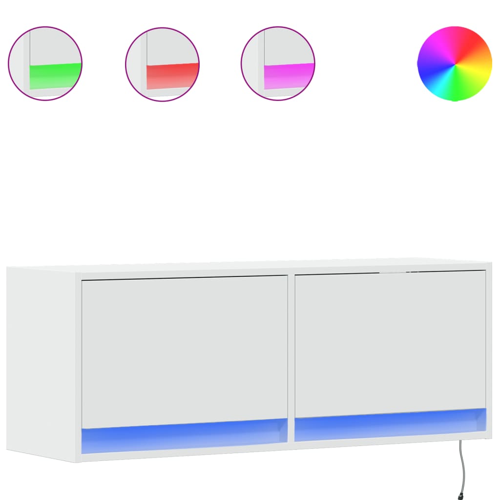 TV Wall Cabinet with LED Lighting White 100 x 31 x 35 cm