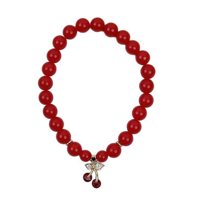 Red Cherry Pendant Pet Necklace  Cat Necklace  Dog Collar  Handmade Beaded Necklace  Cute Accessory S вино красного