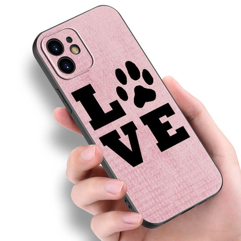 Beste Freunde Hundepfote Handyhülle für Apple iPhone 14 13 12 Mini 11 Pro Max 7 8 XR X XS 7 8 Plus SE 2020 2022 Schwarze Hülle
