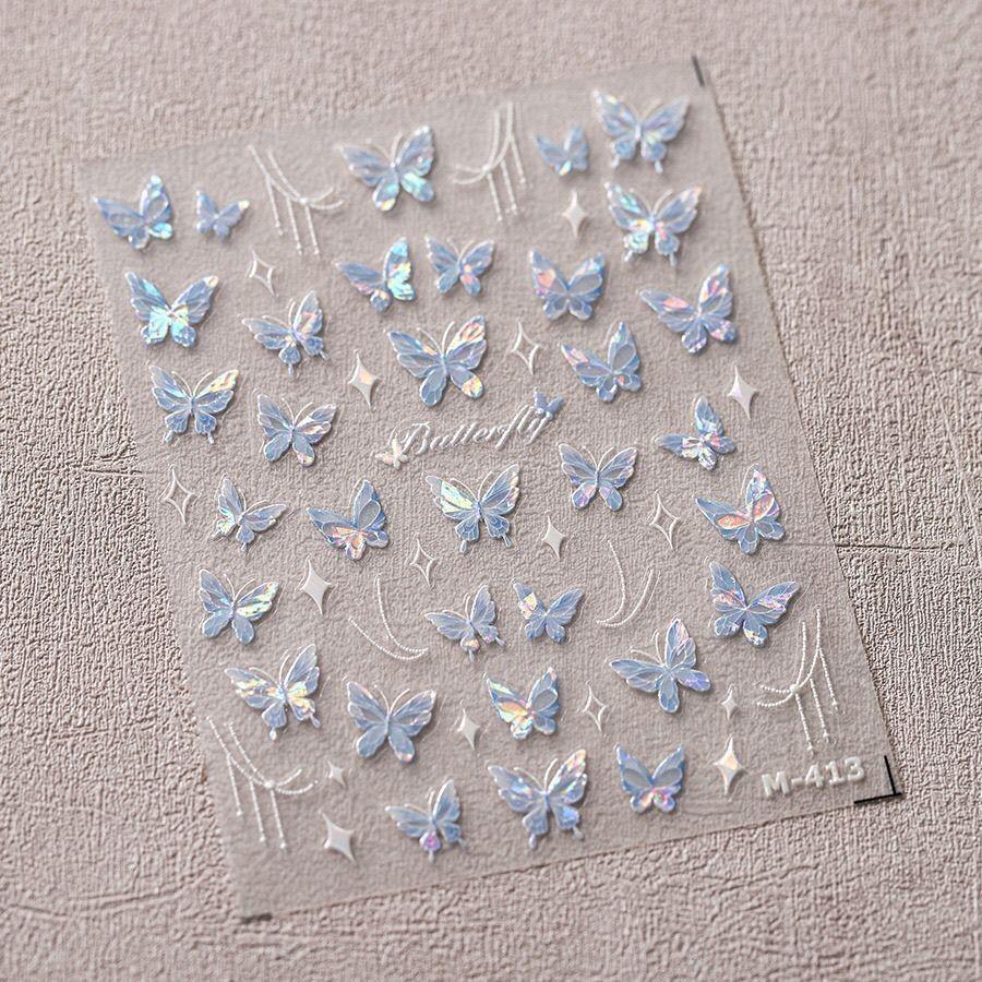 Shell Light Blue Butterfly Nail Art Sticker New Broken Purple Butterfly Beautiful Nail Sticker