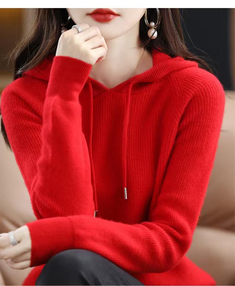 Podzimní a zimní mikina s kapucí, silná pletená mikina, volný střih, velká velikost, svrchní oděv, dámské spodní tričko, stahovací šňůrka, ležérní styl