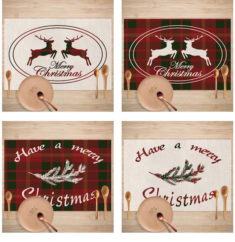 Western Style Stain-Proof Linen Placemat - Heat-Insulating and Decorative Christmas Table Mat