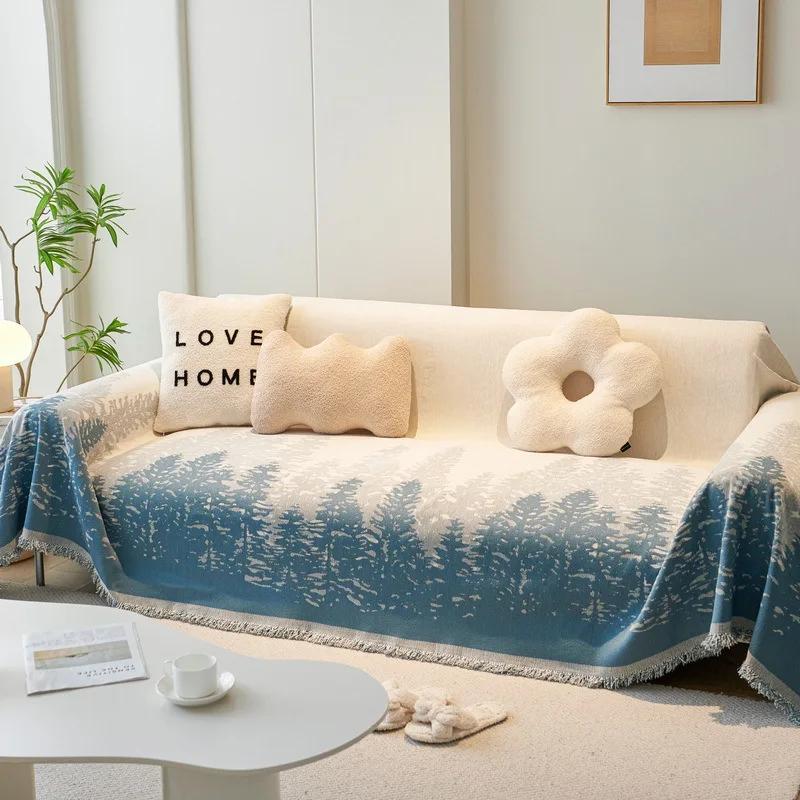Chenille Sofa Blanket All-season Universal Sofa Covers All Inclusive Sofa Throw Blanket Couch Protector for Living Room Home