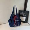 Denim Women Tote Bags Vintage Drawstring Bag Leisure Kitty Shoulder Bags  Commuting