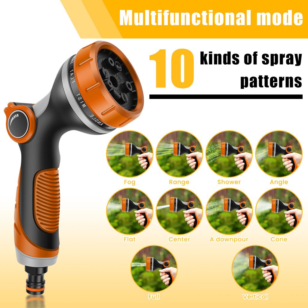 3Pcs Garden Hose Spray Nozzle High Pressure Watering Gun with 10 Spray Patterns Thumb Switch Design Car Washing Cleaning Tool