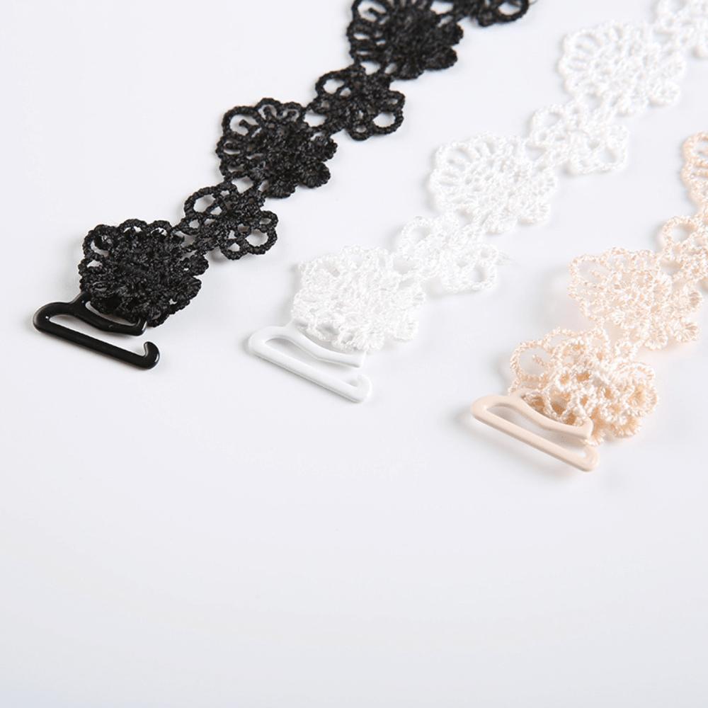 2pcs Set -Lace Flower Replaceable Underwear Strap Women's Seamless Sexy Anti-Slip Bra Strap Elastic Accessory