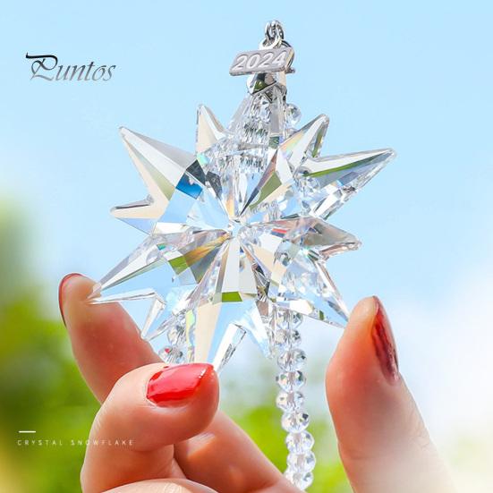 Weihnachtsschmuck, klare Schneeflocke, Kunstkristall-Ornamente, Schneeflocke, Sonnenfänger, hängende Verzierung, Zubehör, Weihnachtsdekoration