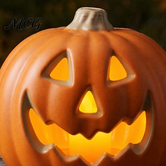 Fall Festival Decoration Halloween LED Pumpkin Lantern, Scary Face Glowing Plastic Reusable Lamp, Battery Operated Table Ornament for Home Party Decor