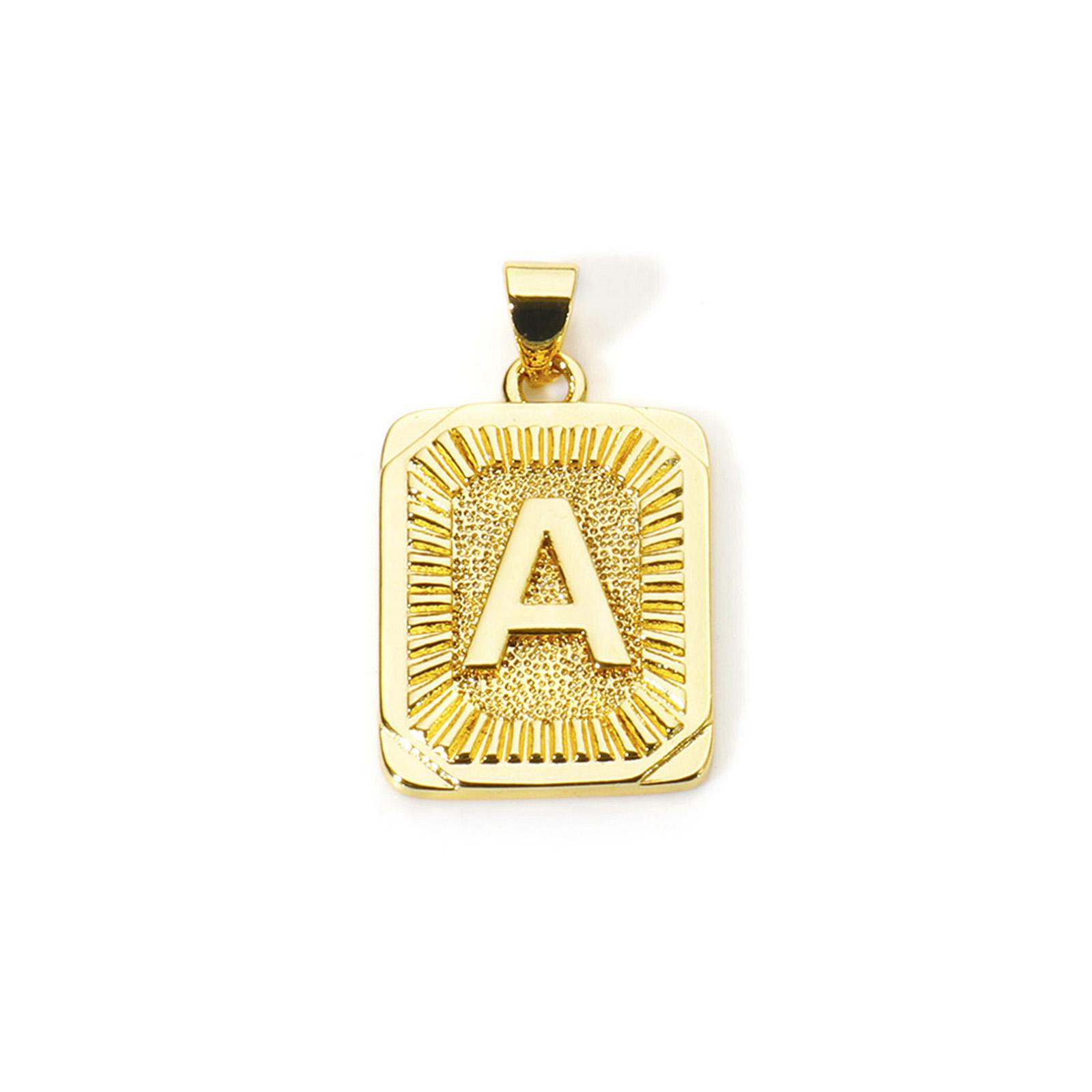 2pcs Letter Brass Charm Pendant 18K Gold Plated Rectangle A-Z Pendants For DIY Making Necklace Jewelry Findings 27mm x 16mm