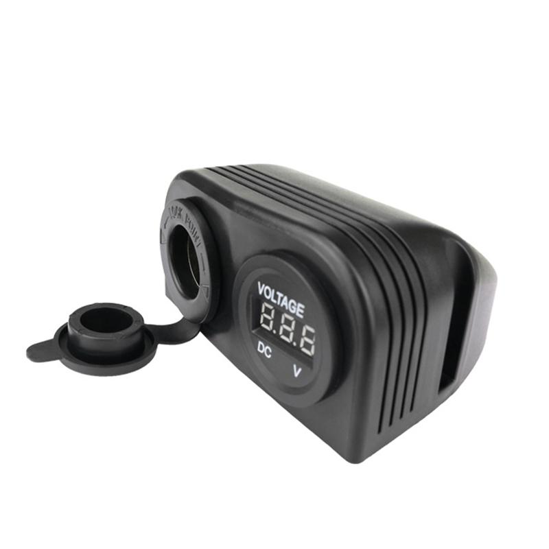 Baza cort cu 2 orificii DC 12V LED Voltmetru digital Priza de curent Impermeabil pentru masina Motocicleta Barca ATV RV