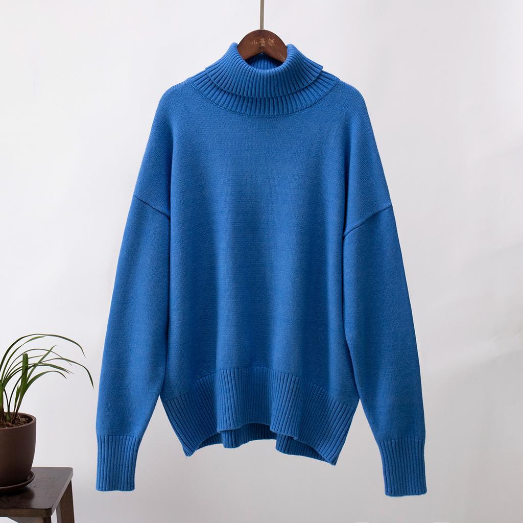 Solid Colour High Neck Sweater Autumn Winter Comfortable Loose Classic Versatile Pullover Sweater Luxurious Relaxed-fit Slimming and Versatile Top