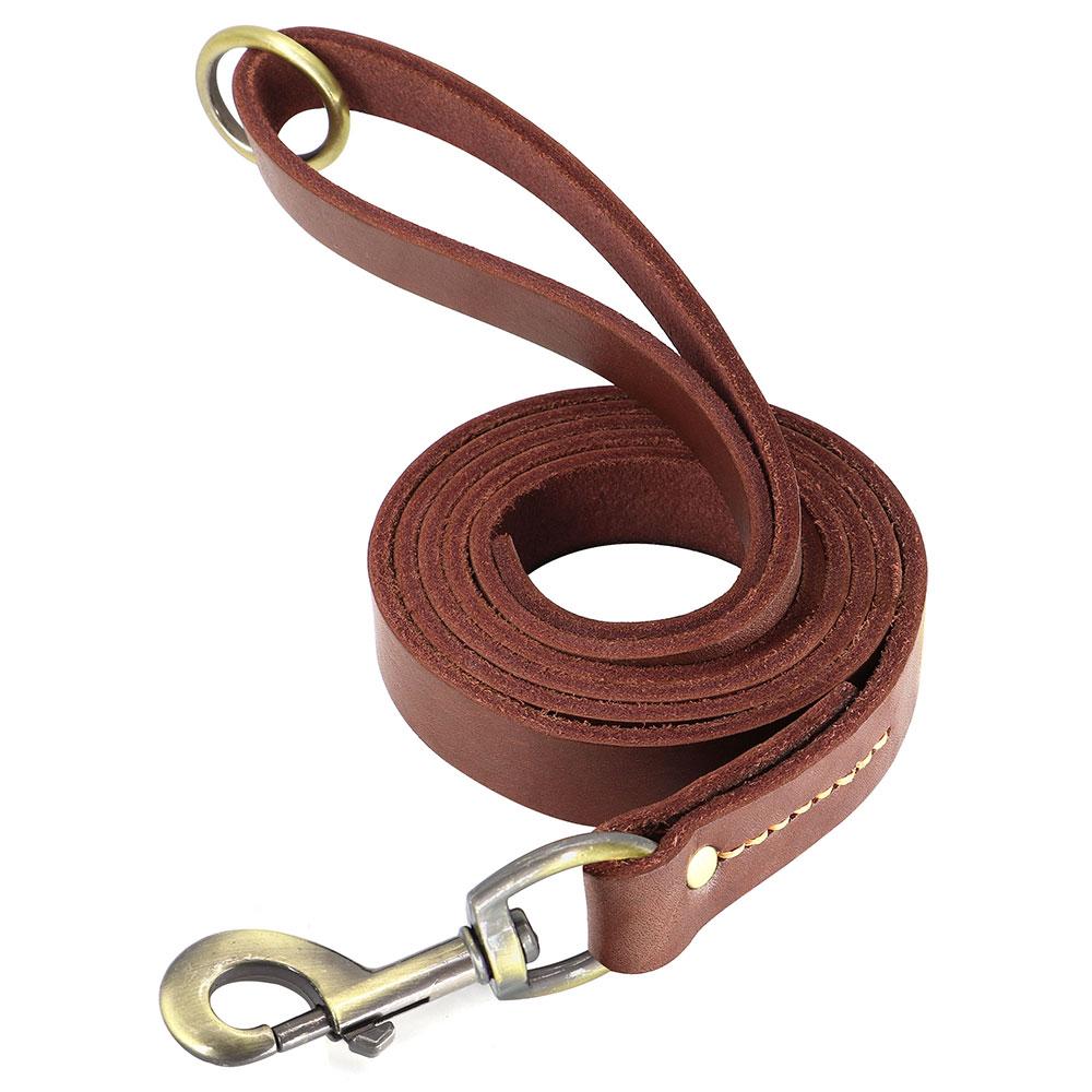 Cow Leather Dog Collar Leash Genuine Leather Big Dog Collars Lead Braided Pet Collars For Medium Large Dogs German Shepherd