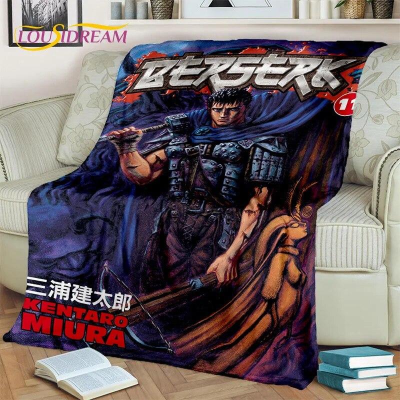 3D Anime Calssic Berserk Cartoon HD Blanket,Soft Throw Blanket for Home Bedroom Bed Sofa Picnic Travel Office Cover Blanket Kids