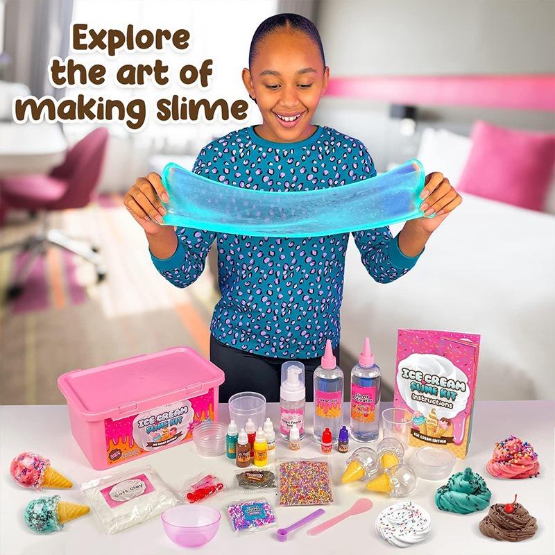Ice-Cream Slime Kit Fake Water Slime Sweet Treats Diy Foaming Glue Girl Bubble Set Crystal Mud Safety Diy Squishy Toy With Box
