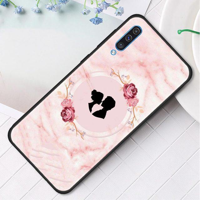 Husa de telefon din silicon cu flori de marmura roz pentru Samsung Galaxy A50 A70 A10 A20e A30 A40 A20s A10s A10e A80 A90 A60 A30s