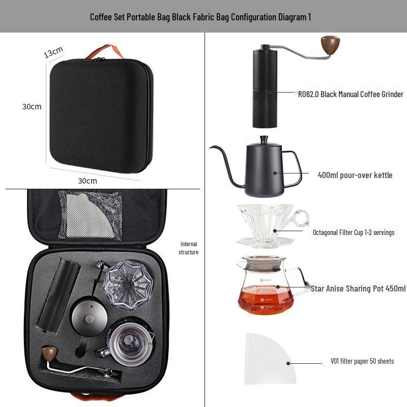 Set Portatile da Caffè Pour-Over da Esterno con Macinacaffè - Ideale per il Campeggio