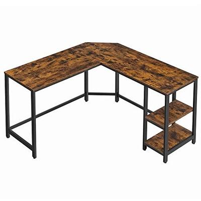 Computertisch, Eckschreibtisch in L-Form, Workstation mit Regalen für das Homeoffice, Platzsparend, Einfach