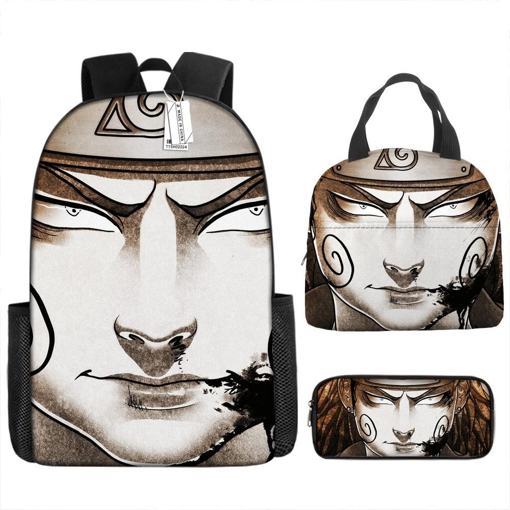 Naruto Schoolbag Elementary School Boys Large Capacity Schoolbag Lunch Bag Pencil Case Three-piece Set