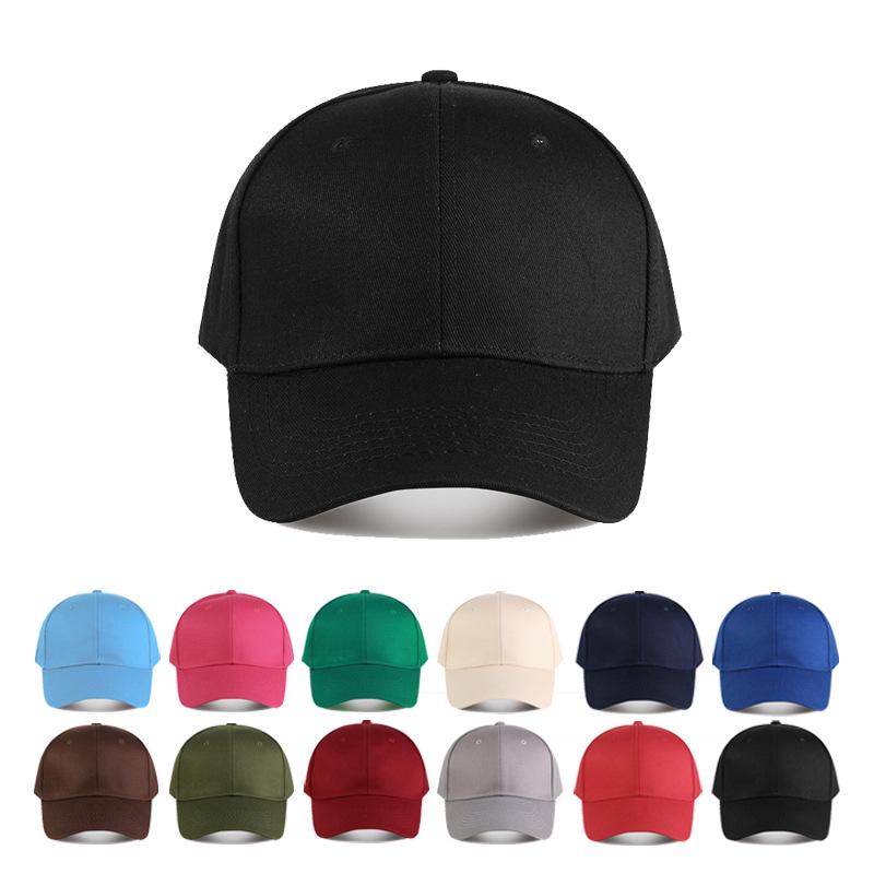 

Unisex Solid Color Cotton Baseball Cap with Sun Protection and Printed Logo