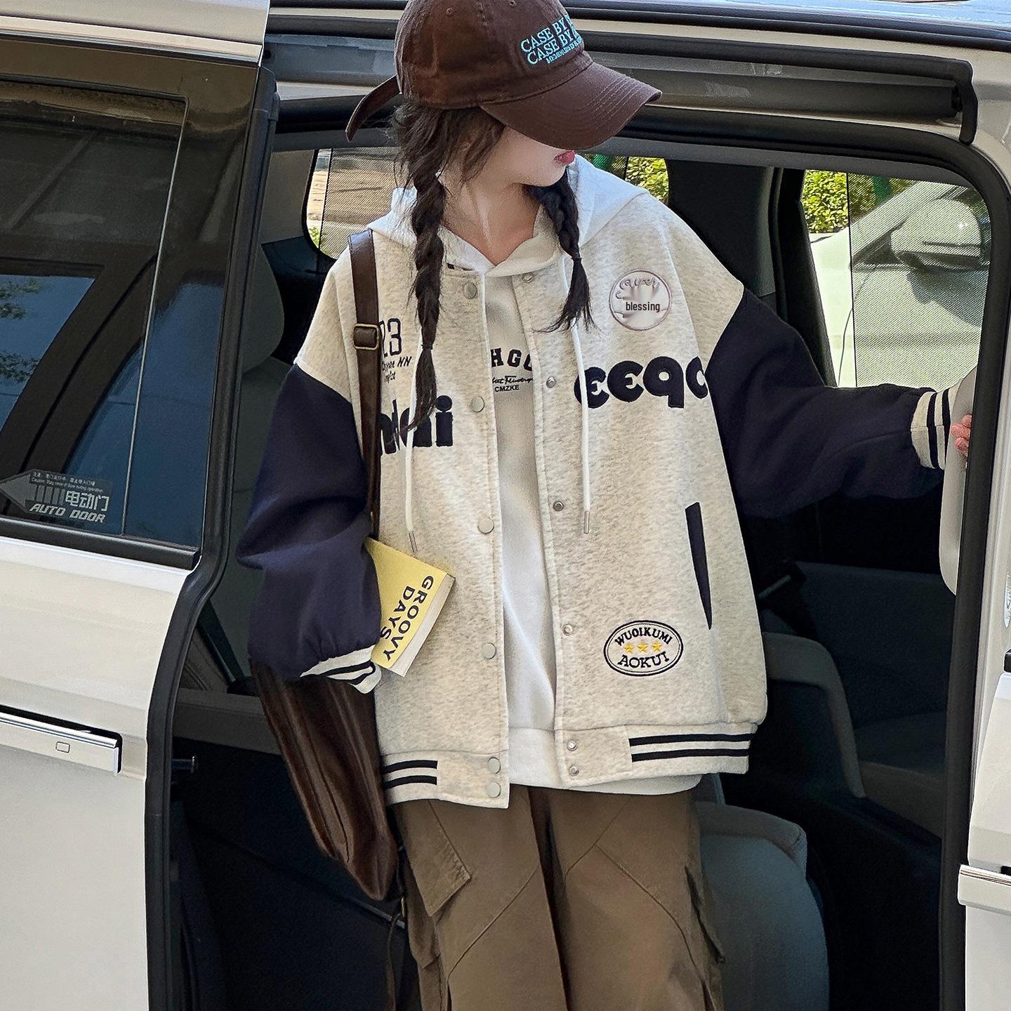 

Девичья спортивная бейсбольная куртка в корейском стиле 2025 - модное осенне-весеннее пальто для подростков 160 cm