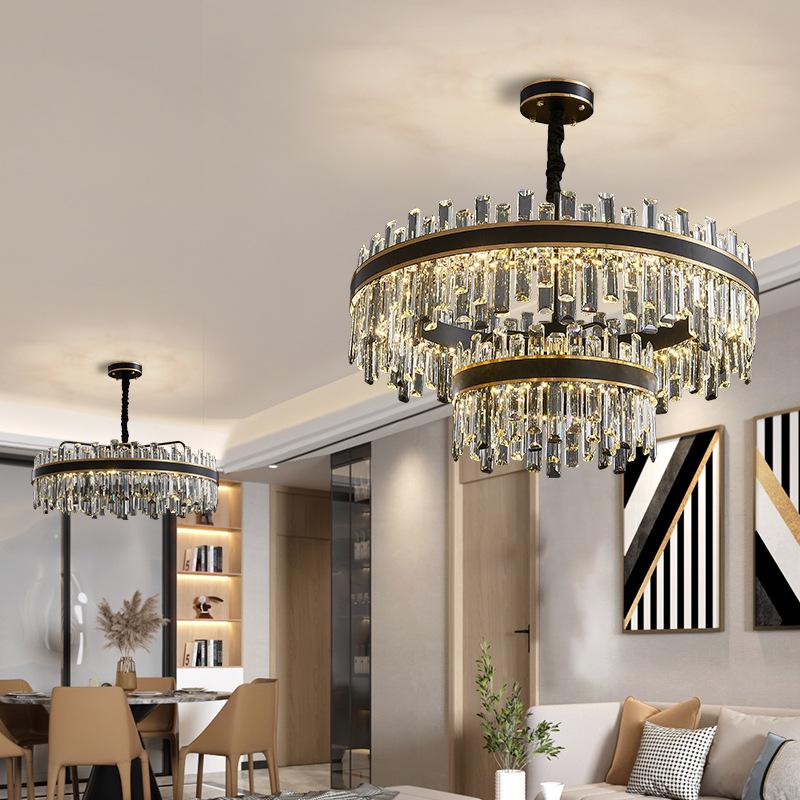 High-End Crystal Chandelier for Modern Spaces - Black, Luxury Lighting for Living Room, Bedroom, Bar, Restaurant, or Villa