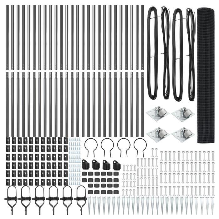 VidaXL Clôture en fil soudé avec 13 pieux en pointe Gris 1,2x50 m Acier 3352238