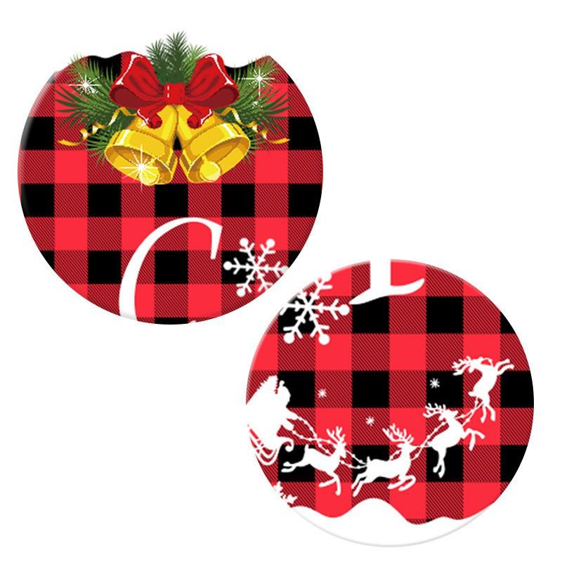 Christmas Decorations Plaid Door Curtain Bunting Hanging Party Atmosphere Banner