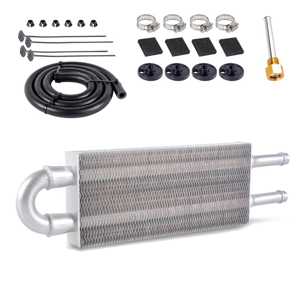 RASTP-New Aluminum 2 Row Oil Cooler Kit Radiator Car Transmission Plate & Fin Oil Cooler Auto-Manual Radiator Converter OSA020 серебряный
