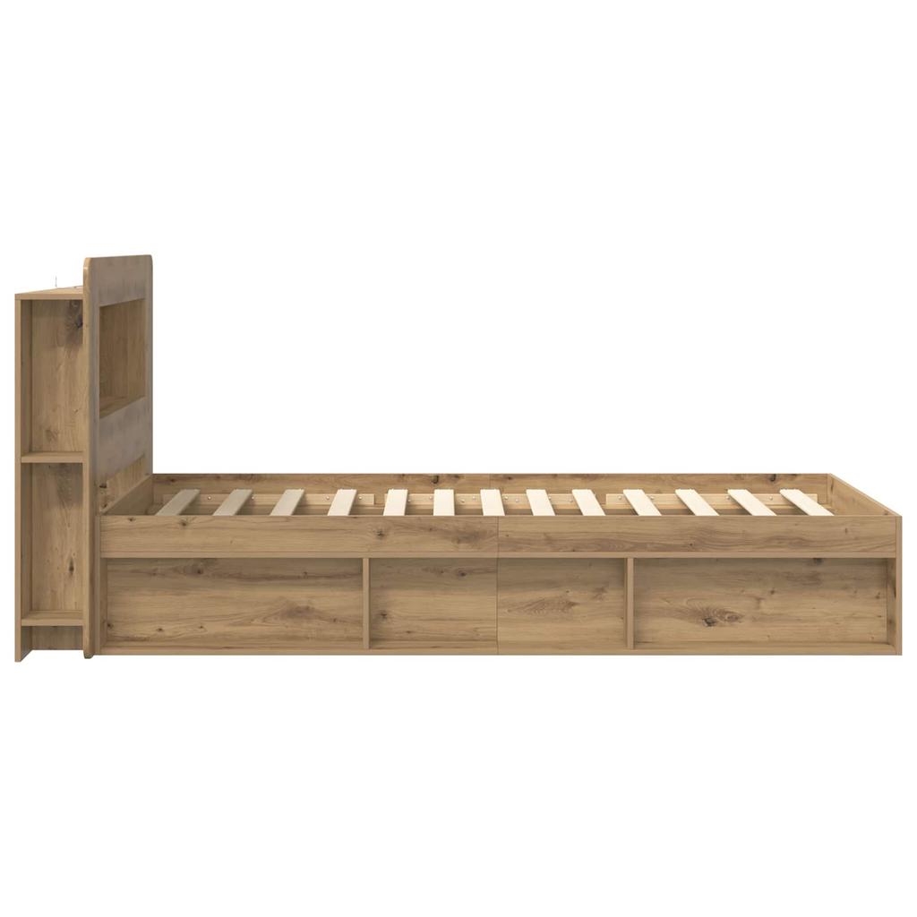 Bed Frame with Storage and Headboard Artisan Oak Finish 75 x 190 cm