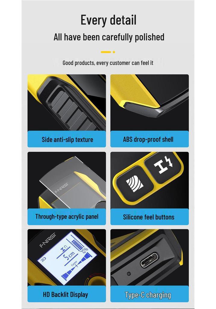 FNIRSI WD-01 Wall Detector for Steel Bars, Pipelines, and Wires - Metal Measurement and Scanning Tool